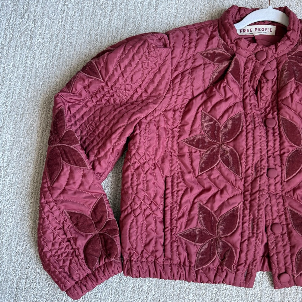 Free People- Quinn Quilted Jacket in Marsala Small - Picture 5 of 10